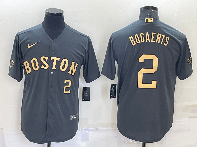 Men's Boston Red Sox #2 Xander Bogaerts 2022 All-Star Charcoal Cool Base Stitched Jersey